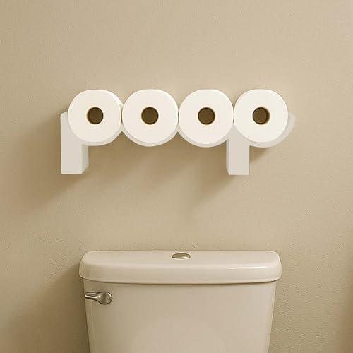 Stylor Funny Toilet Paper Roll Holder - Humorous Poop Sign Bathroom Decor, Cute Space-Saving Wall Mount Decor, Functional Bathroom Storage Accessories