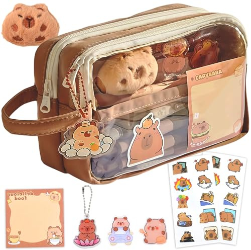 GWAWG Capybara Federmäppchen mit Großem Fassungsvermögen - Transparentes, Niedliches Design für Schreibwaren, Kosmetik, Toilettenartikel und Geschenke