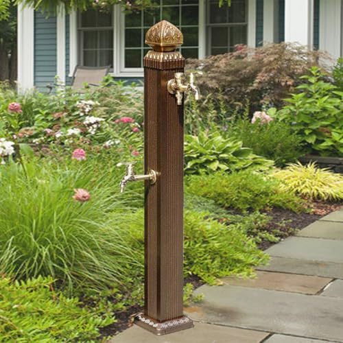 KUKIXKK Colonne à Eau de Jardin Support de Tuyau D'arrosage Autoportant avec Robinet,Fontaine Exterieure de Jardin,Robinet d'eau de Bouche D'incendie