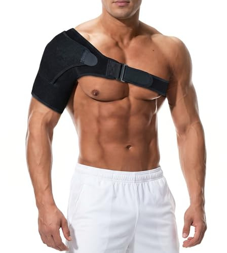 Horktrust Hombrera Ortopédica Ajustable para Hombro - Disponible para Hombres y Mujeres - Material de Goma de Cloropreno Transpirable - Utilizado para Aliviar el Dolor de Hombros - Negro