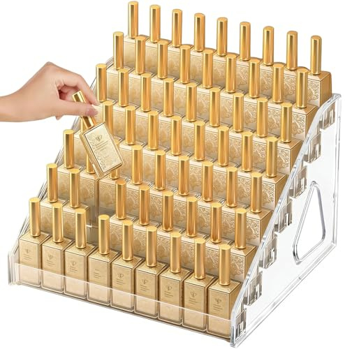 7 Tier Nail Polish Stand, Nail Polish Organizer Holder Rack, Clear Nail Varnish Storage, Acrylic Display Shelf for Essential Oil, Perfume, Lipstick Paint, Sunglasses, Makeup (31 x 30 x 18.5cm)
