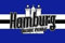Hamburg Meine Perle Motiv gerade mit Wappen in Mitte Fussball Fahne Flagge Grösse 1,50x0,90m - FRIP –Versand®
