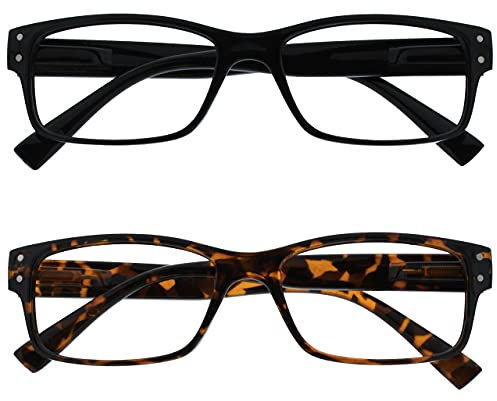 UV Reader Schwarz & Braune Schildpatt Lesebrille Wert 2er-Pack Herren Frauen UVR2PK011_012 +2,00