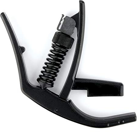 Planet Waves PW-CP-14 D'Addario Gitarren-Kapodaster – NS Artist Dadgad – simuliert Dadgad-Stimmung – Einhandbedienung – integrierter Plektrumhalter und NS Micro Tuner Montagehalterung, schwarz