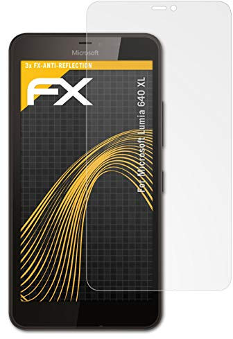 atFoliX Panzerfolie kompatibel mit Microsoft Lumia 640 XL Schutzfolie, entspiegelnde und stoßdämpfende FX Folie (3X)