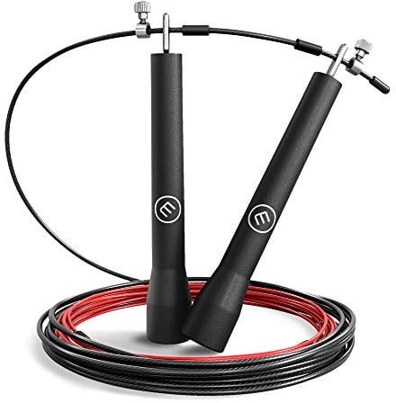 Springseil Speed Rope II Fitness + Trainings-eBook & Ersatzkabel | Super dünnes & leichtes verstellbares Stahlseil + Kugellager | Workout, Profi Sport, Boxen, Training, Sport | Erwachsene