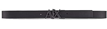 Armani Exchange Herren Everyday Logo Belt Gürtel, Schwarz, 34