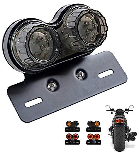 ANKIA Feu arrière 40 LED 40 W pour moto avec feu de stop ou feu de position et clignotant intégré et support pour plaque d'immatriculation pour moto, cruiser, chopper