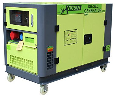 Varan Motors 92693 - Generador eléctrico diésel (silencioso, 10 kVA, 400 V, 230 V, 12 V, refrigerado por Agua)