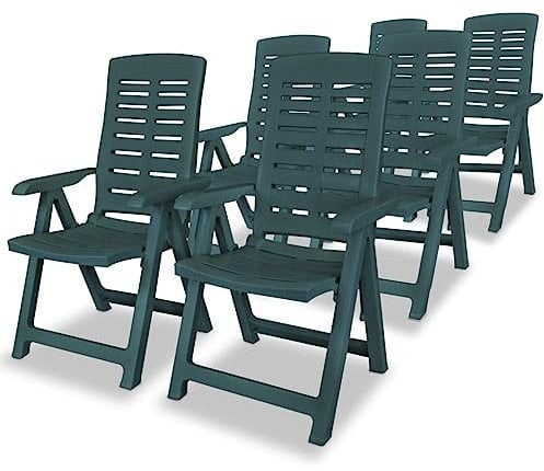 vidaXL 6X Gartenstuhl Verstellbar Witterungsbeständig Hochlehner Klappstuhl Liegestuhl Klappsessel Gartenstühle Stuhl Stühle Kunststoff Grün