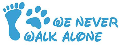 kleb-Drauf | 1 We Never Walk Alone | Hellblau - glänzend | Wandtattoo Wandaufkleber Wandsticker Aufkleber Sticker | Wohnzimmer Schlafzimmer Kinderzimmer Küche Bad | Deko Wände Glas Fenster Tür Fliese
