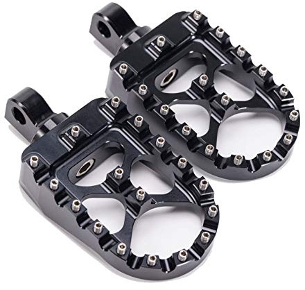 CNC Wide Foot Pegs 360° Roating MX Chopper Bobber Style for Harley Dyna Sportster Fatboy Iron 883,Black