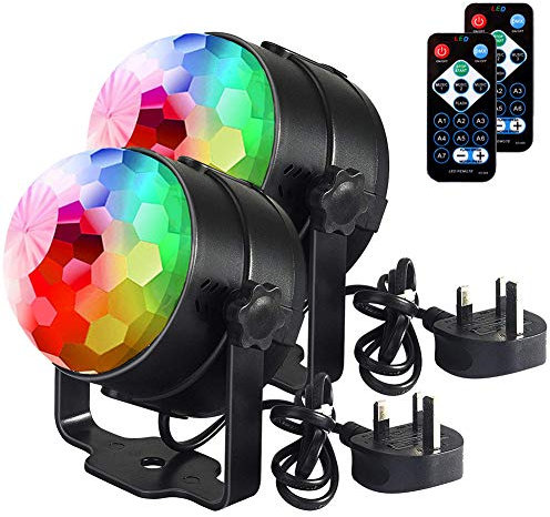 Lumières disco U 'King, télécommande DJ Party Lights 3 W 7 couleurs lumière stroboscopique activée par le son lumières de fête pour Noël, pub, mariage, club, spectacle