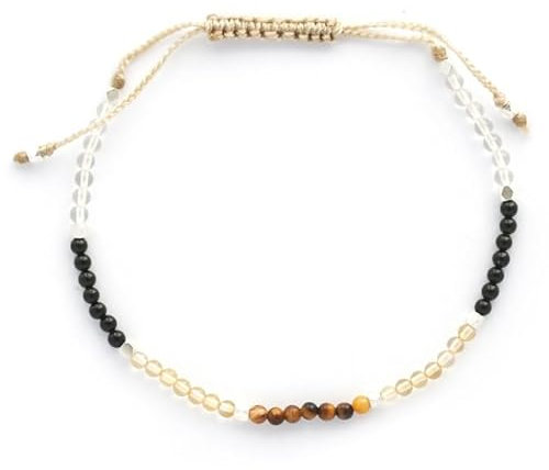 BALIPURA - Triple Protection Bracelets for Womens - Crystals Chakra Bracelets For Women - Black Tourmaline, Citrine Bracelet, Clear Quartz Crystal, Silver Beads - Healing Crystals - 2mm SMALL Beads