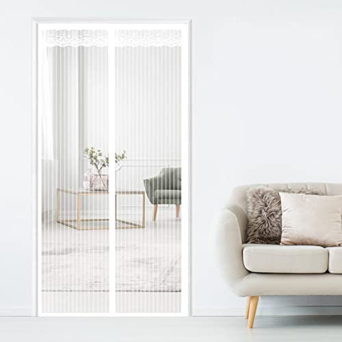AMZERO Zanzariera Magnetica Finestra, 200x250cm Zanzariere a Rullo Ultra Silenzioso Chiudi Automaticamente per Porte d'IngressoPorte Cortili, Bianco