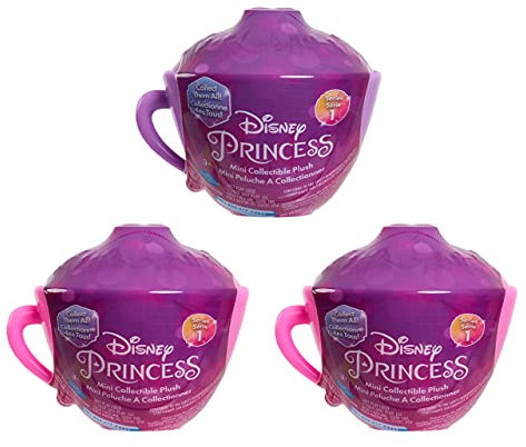 Disney Princess - Mini taza de té de peluche, juego de 3 unidades, mini peluche coleccionable, los estilos pueden variar, juguetes para niños a partir de 3 años Just Play