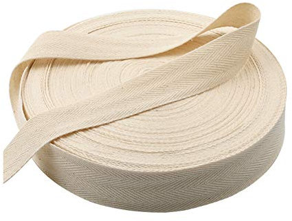 Nahtband Baumwolle,50 Meter Baumwollband Natur Baumwoll Gurtband Köperband Schrägband für Heimwerker, Handwerk, Nähen, Stricken, Geschenkverpackungen, Beige 2,5cm