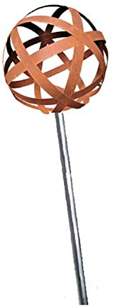 Jürgen Bocker Garten-Ambiente Rosenkugel Geflecht 20 cm Cortenstahl mit Stab 80 cm Streifenkugel Geflechtkugel