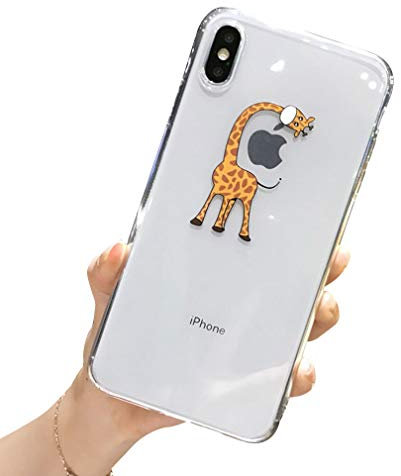Emlivi Hülle für iPhone XS Handyhülle Hülle Ultra-dünn Silikon Schutzhülle Transparent Stoßfest TPU Bumper Weich Clear Silikon Hülle, Kompatibel mit Apple iPhone X (5,8 Zoll) Case Cover, Giraffe
