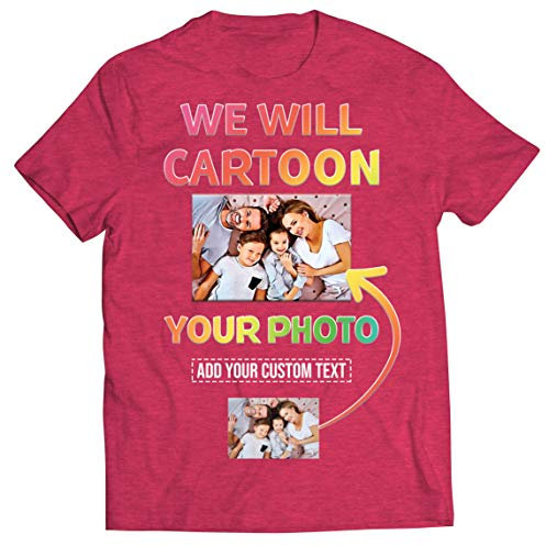 lepni.me Männer T-Shirt Gestalten Sie Ihr eigenes Kunstgemälde Cartoon Ihr Foto (S Heidekraut Rot Mehrfarben)