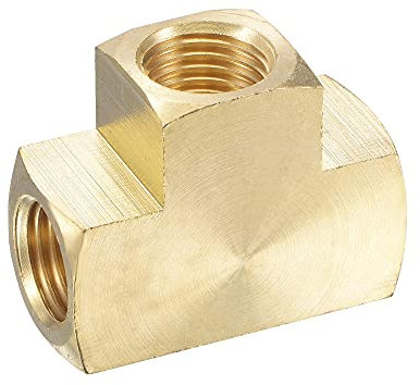 sourcing map Brass Hose Fitting Tee 1/4 NPT Female Thread 3 Way Pipe Connector Adapter