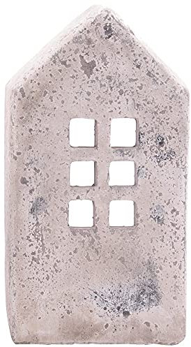 matches21 Dekoratives Windlicht Haus Leuchte Kerze Beleuchtung Antik Optik Zement Creme weiß 1 STK 16x10x30,5 cm