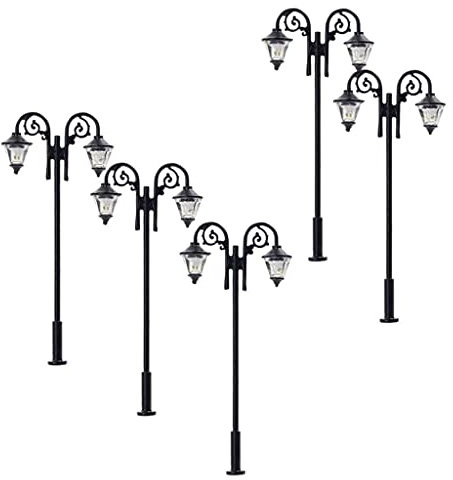 Sharplace 5pcs 1/87 HO Modell Miniatur Rasen Eisenbahn Zug Micro Landschaft 3V Laterne Lichter, LEDs Weiß Sand Tabelle Gebäude Dekor Ornament 65mm