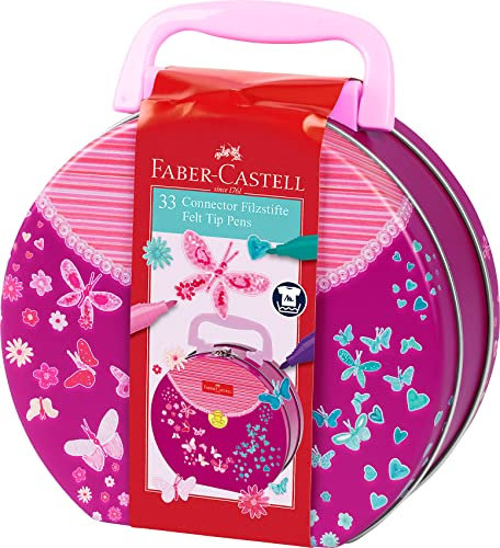 FABER-CASTELL 155537 - Filzstifte Connector, Handtasche mit 33 Stiften