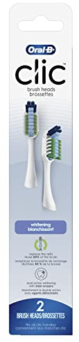 Oral-B Clic Toothbrush Whitening Replacement Brush Heads, White, 2 Count