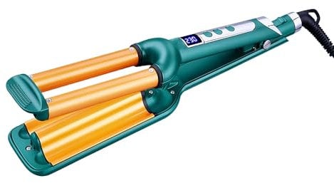 YONAIL 16mm Curling Iron Beach Wave Hair Curler, 3 Barrel Curling Tongs, Deep Waver for Short &Long Hair, LCD Display Ceramic Curling Wand, Hair Crimper Big Waves Curler