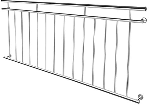 UISEBRT Barandilla de acero inoxidable para balcón francés, barandilla para ventana, exterior, barandilla de balcón, barandilla de terraza (184 x 90 cm)