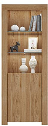 Panana Tall Cabinet One Door Two Glass Shelves Sideboard Cupboard Unit Cabinet With White Color RGB LED (OAK)