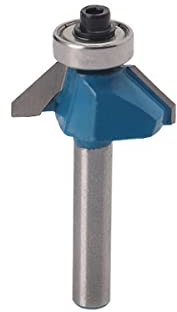 Unifizz Fasenfräser-Bit, 45 Grad, abgeschrägte Kantenschneider, 6,35 mm Schaft, 2,54 cm Schräglänge, Formfräser, Fräser für Tischlerei, Holzbearbeitung, Schneider, Werkzeug, blau, 1 Stück
