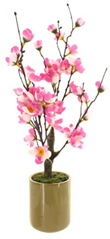 MIJOMA Künstlicher Kirschblütenbonsai Kirschblütenbaum Kirschbonsai Kirschblüten im Topf, Deko Frühlingsdeko Frühjahr Osterdeko Hochzeitdeko Frühjahrsblumen Frühjahrsdeko Frühjahrsblüher, 43cm