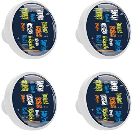 Schubladenknöpfe New York Möbelknöpfe Kinderzimmer Runder Türknauf Drucken Schrankknöpfe Möbelgriff 4 Stück 3.3x2.5 cm