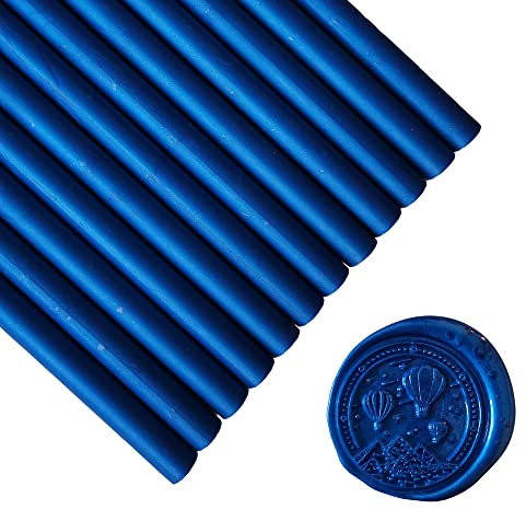 12 Stück Klebepistolen Siegel Wachs Sticks für Wachssiegelstempel, PORXFLY Siegelwachsstäbe, ideal für Karten, Umschläge, Geschenkverpackungen, Hochzeitseinladungen (Saphirblau)