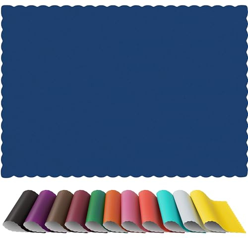 Paper Placemats - Disposable - Scalloped Edge (Blue, 100)