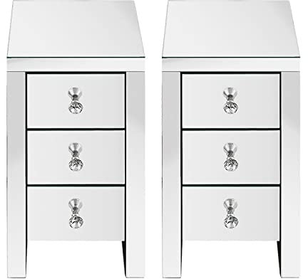 PHULJHADI Nachttisch, Spind, Nachttisch, Nachttisch Mit Schubladen, Schlichtes, Minimalistisches Design, Nachttisch, Verspiegelter Nachttisch, Beistelltisch, Kommode Mit 3 Schubladen, Nachttisch, Nac