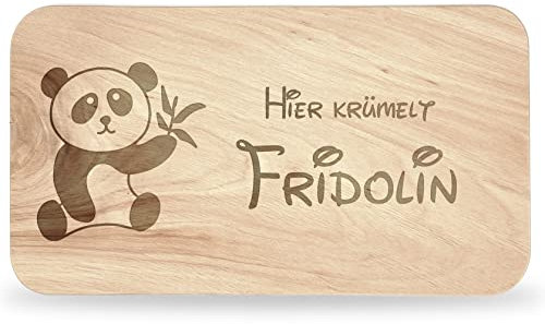 Frühstücksbrettchen Kinder - tolles Frühstücksbrettchen Holz mit Panda zum Personalisieren - personalisierte Geschenke Kinder - Schneidebrett mit Gravur - Geschenk zur Taufe/Einschulung