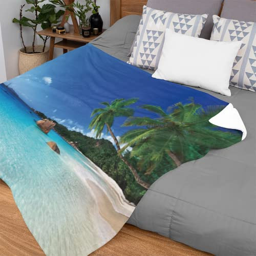 Ulticool - Decke - Strand Natur Meer Insel Palme - Weicher Flanell - Fleece für Wärme - 200x150 cm - Plaid - Accessoires - Dekoration Wohnzimmer Schlafzimmer