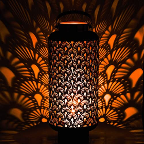 Marrakesch Moderne Laterne Windlicht 44cm schwarz gold | Laternen Teelichthalter für Draußen Braga gross als Gartendeko Balkondeko Modern | Boho Deko Kerzenhalter auch als Wohnzimmer Deko