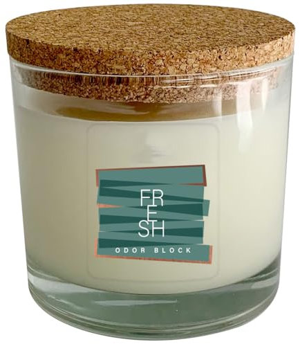 Candela cera Vegetale e Vegana in bicchiere con coperchio in sughero Odor Block 210 g- Fresh- Cereria di Giorgio