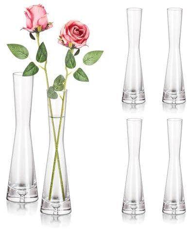 Hewory Vaso Fiori Trasparente: 6 Pezzi Vasi Decorativi Interni Moderni, 20cm Alto Centrotavola per Decorazioni Casa Bomboniere