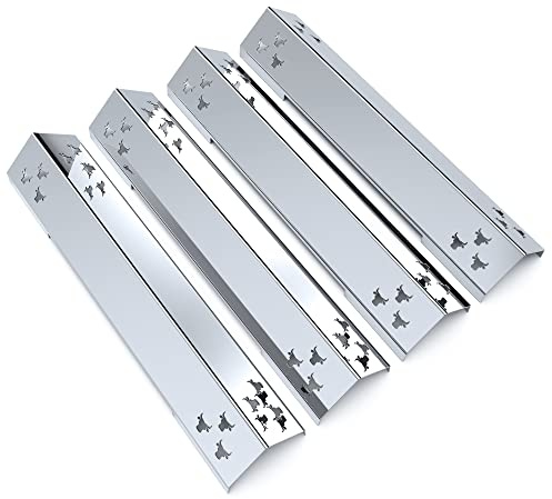 tuning-art Brennerabdeckung kompatibel mit Burnhard Big Fred Basic | 4-teilig 100% passgenau V2A Edelstahl Gasgrill | Brennerschutz | Komplettset | Rostfrei | Bullenmotiv
