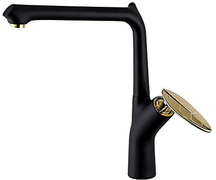 Grifo de fregadero de cocina clásico Grifo monomando de latón de un solo orificio Grifos de fregadero for lavaplatos con lavabo de agua fría y caliente Grifo mezclador Grifo de lavabo montado en cubie