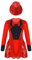 inhzoy Mädchen Tanzkleid Trikot Gymnastik Body Kinder Frack Overall Fedora Zaubererhut Set Showman Sänger Outfit Fasching Party Kleidung A_Rot 158-164
