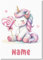 GRAZDesign Personalisierte Wandbild Kinderzimmer Einhorn mit Namen - A4 Bilder Babyzimmer rosa Deko Mädchen