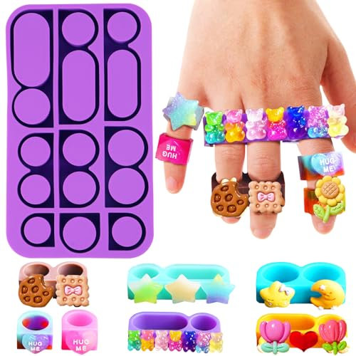 BROVITI XH-448 Silikonform für 1/2/3-Ring, Harzring, dicker Ring, Epoxid-Gussform, niedliche Ringform, Kunstharzform für Kunst, Handwerk, Schmuckherstellung, Ringe, Halsketten, Armband,