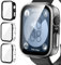 ivoler 3 Pièces Dur PC Coque avec Protection écran en Verre Trempé pour Huawei Watch Fit 3, Couverture Complète Étui de Protection Anti-Rayures Bumper Housse (2 Transparent + 1 Noir)