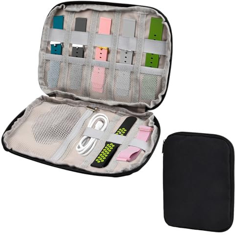 Tragbares Uhrenarmband Etui, Uhrenarmband Aufbewahrungsbox, Uhrenarmband Organizer, Nylon Uhrenarmbänder Tasche, Watch Organizer, Reise-Organizer Tasche kompatibel mit allen Uhrenarmbändern (Schwarz)